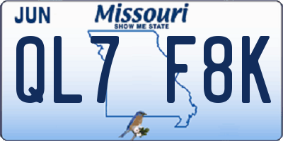 MO license plate QL7F8K