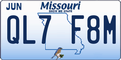 MO license plate QL7F8M