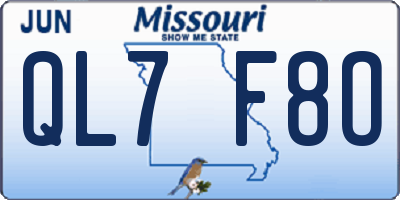 MO license plate QL7F8O