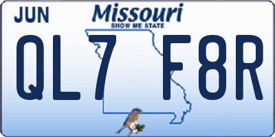 MO license plate QL7F8R