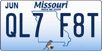 MO license plate QL7F8T