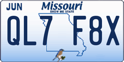 MO license plate QL7F8X