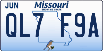 MO license plate QL7F9A