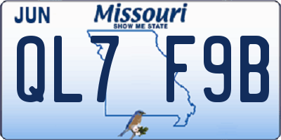 MO license plate QL7F9B