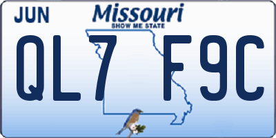 MO license plate QL7F9C