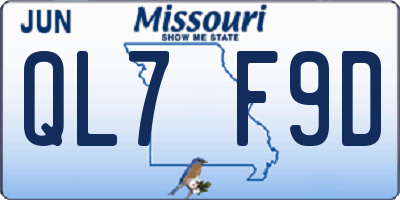 MO license plate QL7F9D