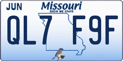 MO license plate QL7F9F