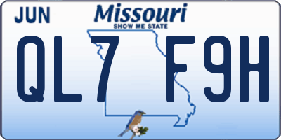MO license plate QL7F9H