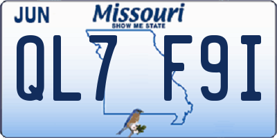 MO license plate QL7F9I
