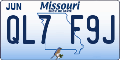 MO license plate QL7F9J