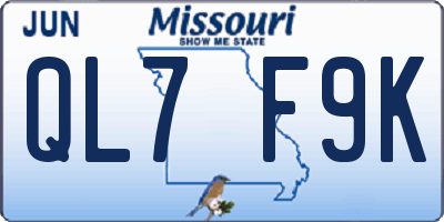 MO license plate QL7F9K