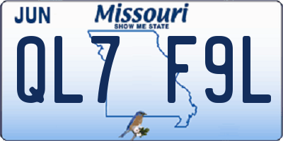 MO license plate QL7F9L