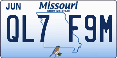 MO license plate QL7F9M