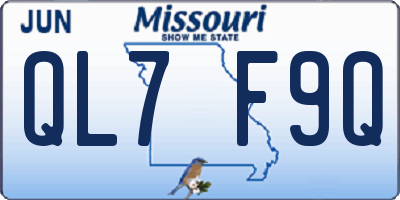 MO license plate QL7F9Q