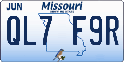 MO license plate QL7F9R