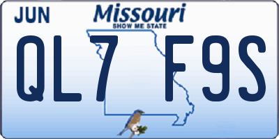 MO license plate QL7F9S