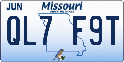 MO license plate QL7F9T