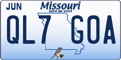 MO license plate QL7G0A
