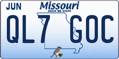 MO license plate QL7G0C