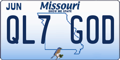 MO license plate QL7G0D
