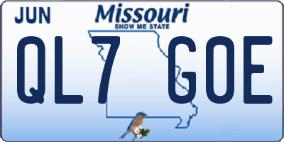 MO license plate QL7G0E