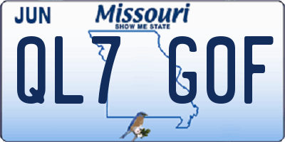 MO license plate QL7G0F