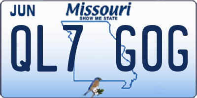 MO license plate QL7G0G