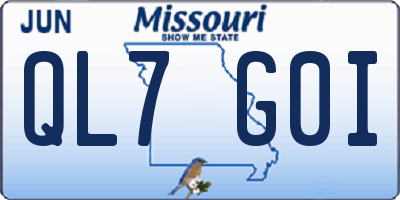 MO license plate QL7G0I