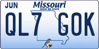 MO license plate QL7G0K