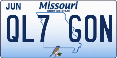 MO license plate QL7G0N