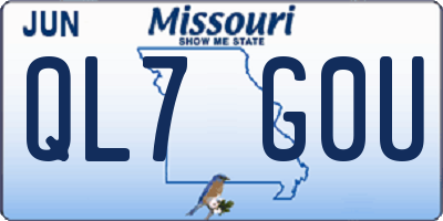 MO license plate QL7G0U