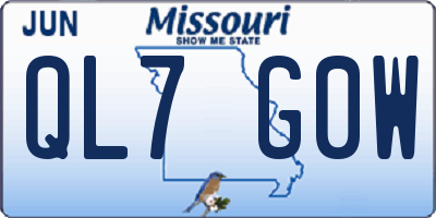 MO license plate QL7G0W