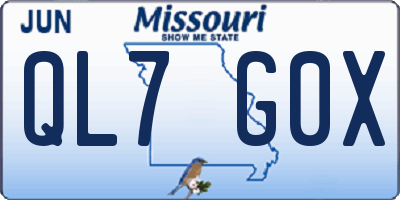 MO license plate QL7G0X