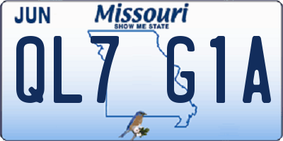 MO license plate QL7G1A