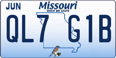 MO license plate QL7G1B