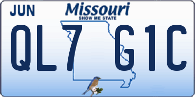 MO license plate QL7G1C