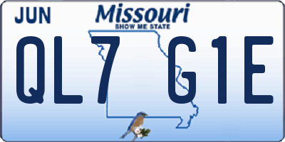 MO license plate QL7G1E