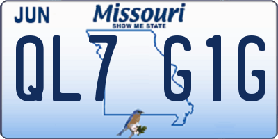 MO license plate QL7G1G