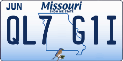 MO license plate QL7G1I