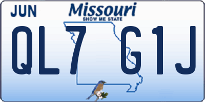 MO license plate QL7G1J