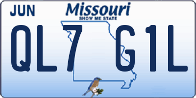 MO license plate QL7G1L