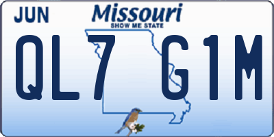 MO license plate QL7G1M
