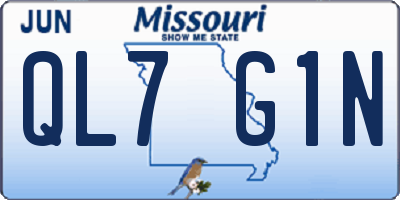 MO license plate QL7G1N