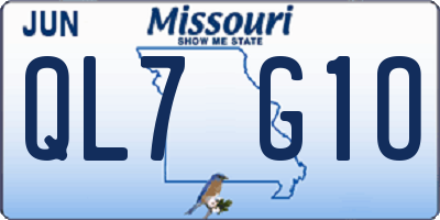MO license plate QL7G1O