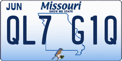 MO license plate QL7G1Q