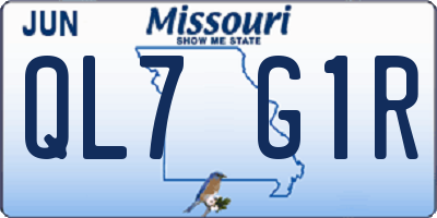 MO license plate QL7G1R