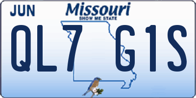 MO license plate QL7G1S