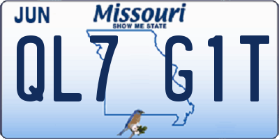 MO license plate QL7G1T