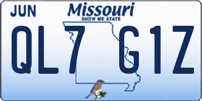 MO license plate QL7G1Z