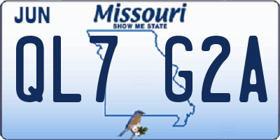 MO license plate QL7G2A